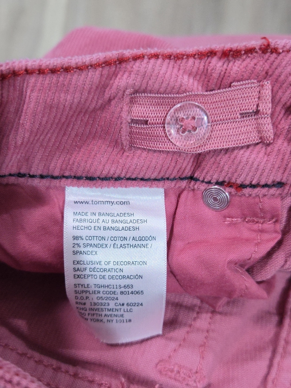 •Tommy Hilfiger• Little Girls Pink Corduroy Flare Pants - Picture 5 of 5